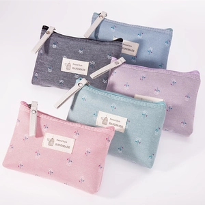Floral Polka Dot Canvas Makeup Bag Waterproof Large Capacity Portable Toiletry Pouch Travel Organizer For Women Girls