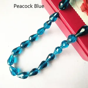 Faceted peacock blue teardrop crystal glass beads for DIY jewelry and crafts making