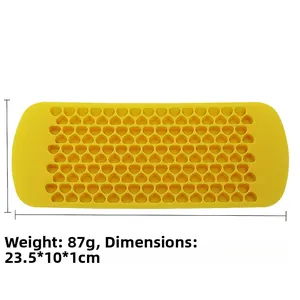 Detailed view of 150-cavity yellow heart silicone mold, weighing 87g and 23.5x10x1cm size