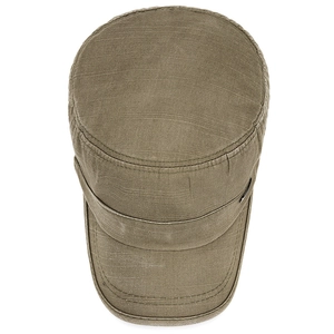 Casquette militaire classique vert armée en toile lavée avec logo en laiton élégant