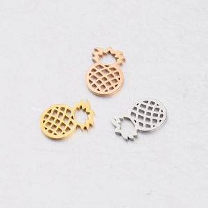 Hollow pineapple pendants in gold rose gold and silver mirror polished stainless steel