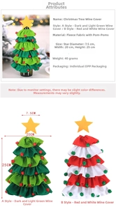 Detailsicht der Weihnachtsbaum-Weinflaschenhüllen mit Maßen und Materialangaben