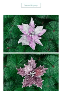 Detail von glitzernden künstlichen Weihnachtssternen für die Weihnachtsbaumdekoration in zwei Farben