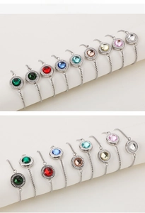 Détails de bracelets en cristal réglables avec pierres colorées et chaînes en métal argent