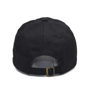 Adjustable cotton baseball cap with bronze metal buckle and premium fabric texture