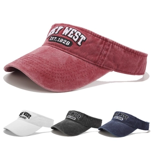 Vintage embroidery sun visor hats in four colors with Key West washed cotton design