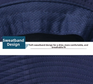 Detail of moisture-wicking inner sweatband and reinforced stitching on the sun hat
