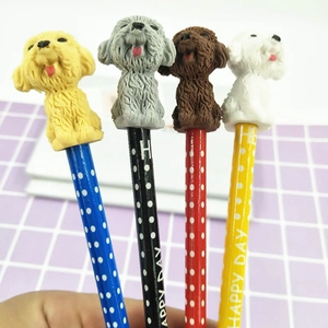 Leuke 3D puppy hond gum potloden set, creatieve schrijfwaren voor kinderen op school.