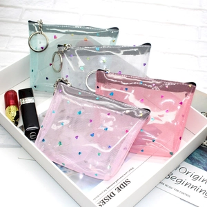 Portamonete In Rete Con Paillettes A Cuore Chiusura Lampo Mini Portafoglio Per Donne Ragazze Pochette Portachiavi Carina Trasparente