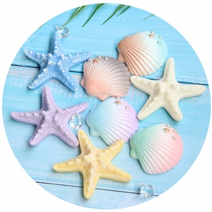 Colorful resin starfish and shell charms for DIY crafts and accessories set of 8