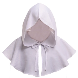 White hooded cloak cape for Halloween costume or medieval cosplay accessory