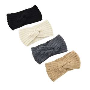 Chic knitted twist headbands set in black, cream, grey and khaki for winter warmth
