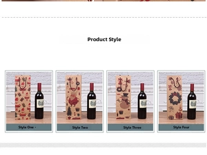 Detail of Christmas wine bags with cartoon Santa prints and red woven handles