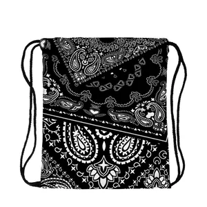 Zaino Con Coulisse Motivo Paisley Stampa Bandana Poliestere Impermeabile Sport Palestra Borsa Da Viaggio Unisex Leggero