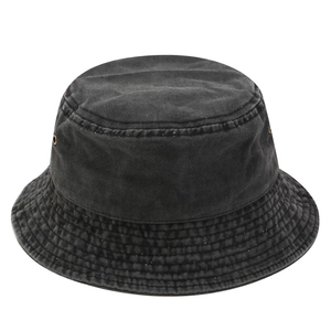 Detailed view of washed cotton fisherman hat with metal eyelets and reinforced stitching