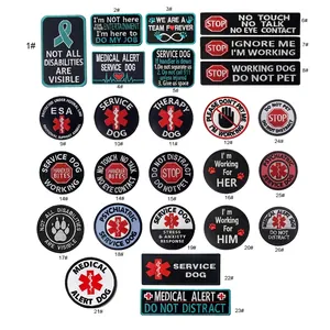 Embroidered Service Dog Patches Working Dog Tactical Morale Patch Hook And Loop Fastener For Service Dog Harness Vest Backpack