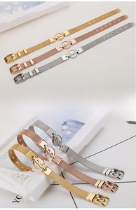 Detailansicht der Mesh-Armbänder mit Unendlichkeitssymbol in Gold, Roségold und Silber