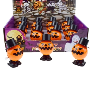 Set of 12 wind-up jumping pumpkin toys with hats for Halloween gift and party favor