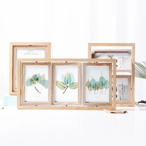 Nordic Wooden Rotating Photo Frame Double Sided Swivel Desktop Picture Frame Minimalist Home Decor Tabletop Stand