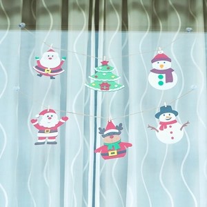 Christmas felt ornaments set featuring Santa, snowman and reindeer on a hanging rope