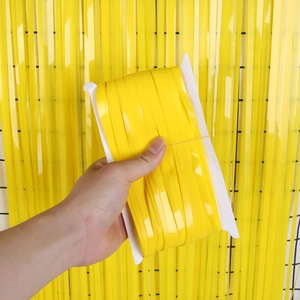Yellow macaron fringe curtain for party wall decoration 1x2m glossy foil backdrop