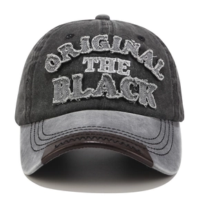 Vintage washed baseball cap in black and grey with Original The Black embroidery