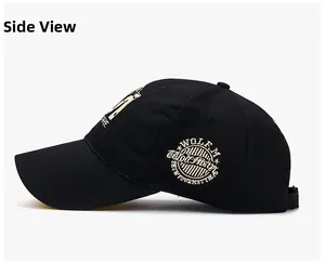 Detailansicht der schwarzen Canvas-Basecap mit weißer Wolf-Metal-Seitenbestickung