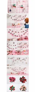Detailed view of handmade colorful fruit-shaped pompom garlands for room wall decoration