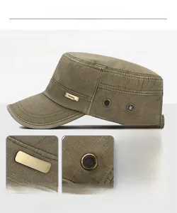 Détails de l'emblème, des œillets et de la boucle réglable sur cette casquette cadet