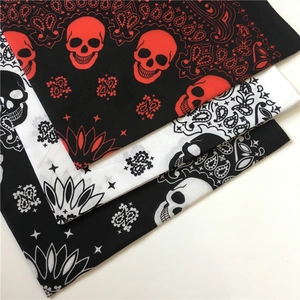 Cotton Skull Paisley Bandana Square Scarf Hip Hop Punk Headwrap Gothic Printed Neck Kerchief Retro Headwear