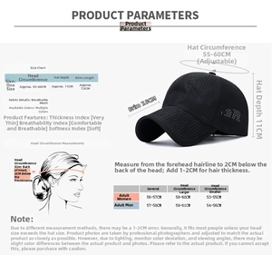 Size guide for breathable laser-cut quick-dry sports cap showing adjustable 55-60cm circumference