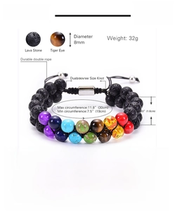 Detailed macro view showing the 8mm volcanic stone beads and adjustable woven cord