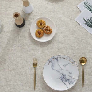 Nordic marble pattern ceramic dinner plate with gold rim and inspirational English quotes