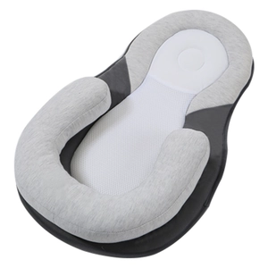 Ergonomic infant anti-flat head shaping pillow and portable lounger with mesh support