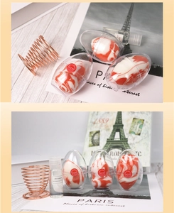 Red marble beauty sponges set with clear storage cases and rose gold spiral holder