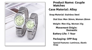 Luminous elderly elastic watch set with 38mm and 28mm stainless steel stretch bands