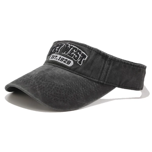 Retro washed black sun visor for men and women featuring Key West 1828 3D embroidery