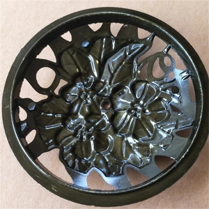 Antique bronze finish censer lid featuring intricate floral hollow-out carving pattern