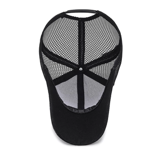 Breathable black mesh trucker cap for men with high ventilation and cotton brim