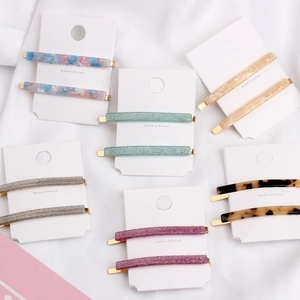 Acetate Marble Pattern Hair Clips Rectangular Resin Glitter Hair Pins Alloy Barrette For Women Girls Korean Style