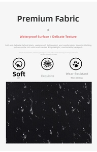 Macro detail of waterproof black oxford fabric texture with hydrophobic water droplets