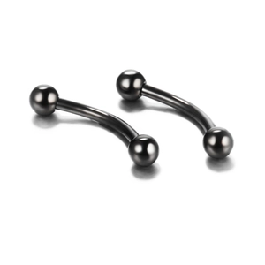 Pair of black curved barbell piercing jewelry made of durable stainless steel metal