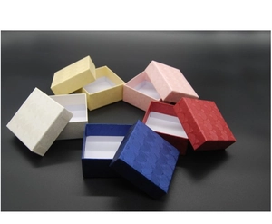 Premium textured jewelry gift boxes in multiple colors for rings and necklaces