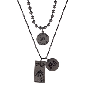 Retro Layered Titanium Steel Pendant Necklace Round Coin Square Plate Punk Hip Hop Style Jewelry Unisex