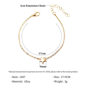 Minimalist gold star charm bracelet for women with 17cm chain and 5cm extension