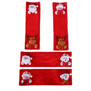 4-pack Christmas handle covers featuring Santa, snowman, reindeer and polar bear plush dolls