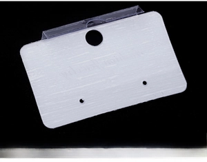 Transparent acrylic earring display card with hanging holes and jewelry secure slots