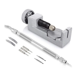Universal watch repair tool kit with metal link remover and spring bar tool set