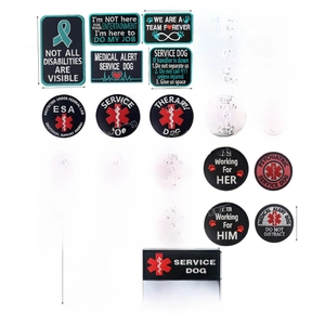 Detailed set of 24 pieces service dog embroidery patches with hook and loop backing