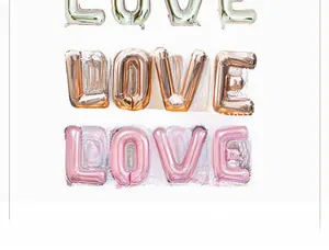 Ensemble de ballons LOVE en aluminium en argent, or rose et rose pour les mariages